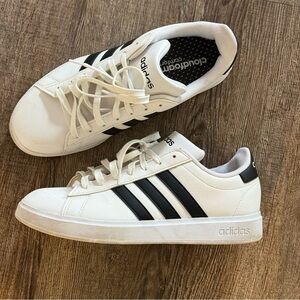 Adidas Shoes Men Size 9.5 Black White STREET CHECK SNEAKER Cloud Foam Comfort